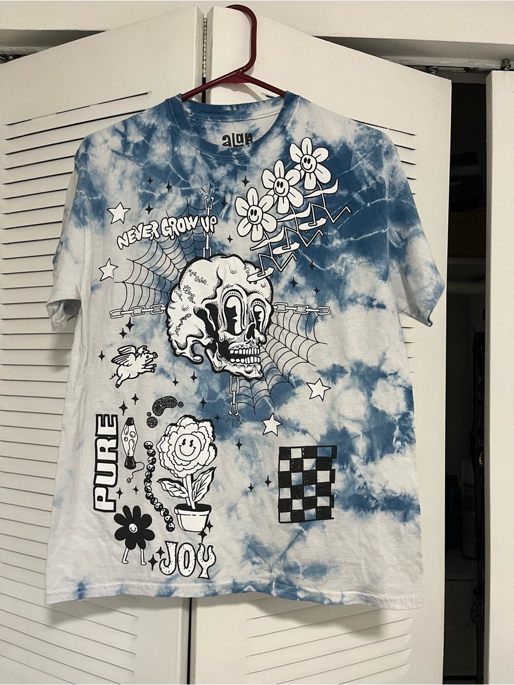 ALAB Tie-Dye Blue and White Graphic Short Sleeve Tee